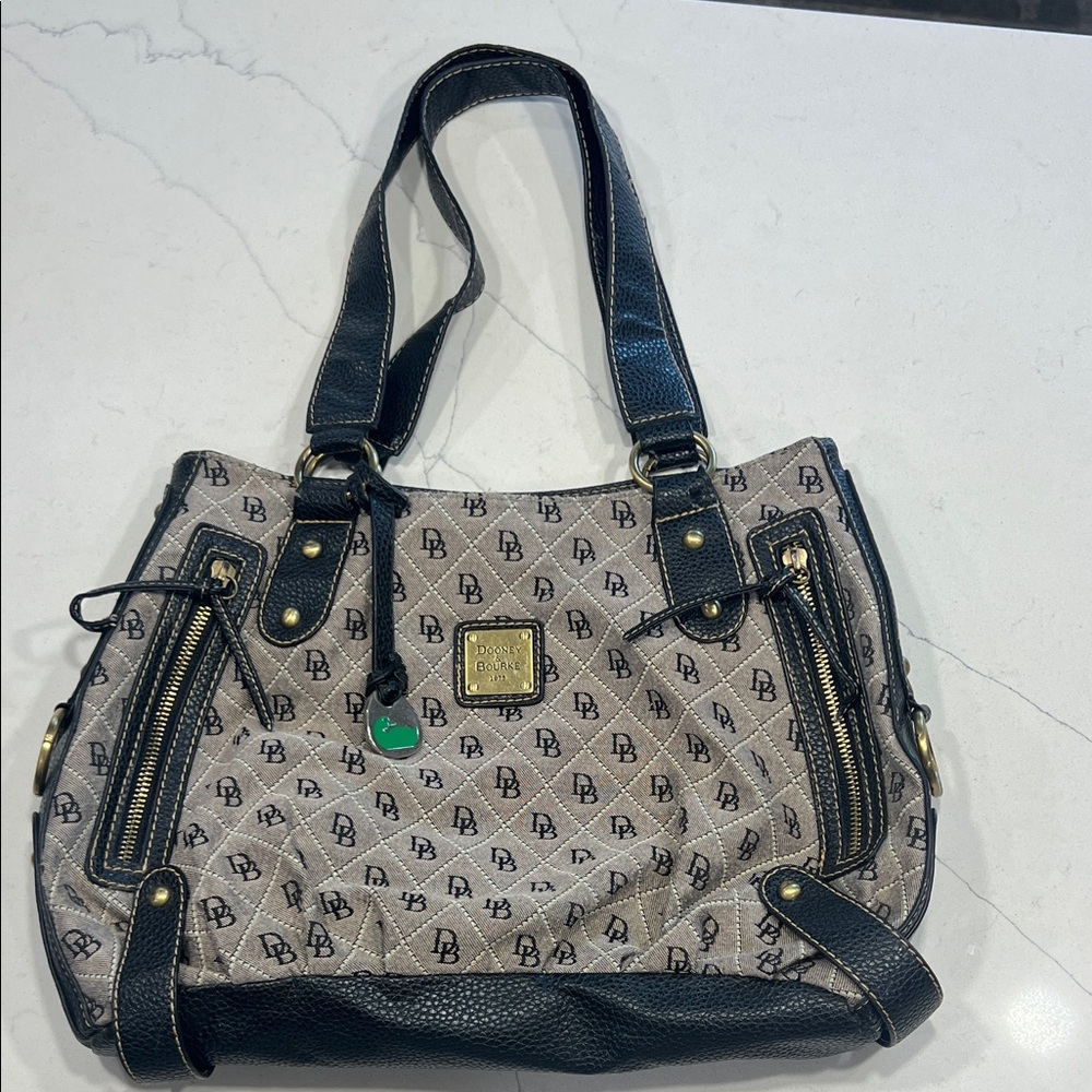 Dooney & Bourke Black and Cream Shoulder Bag